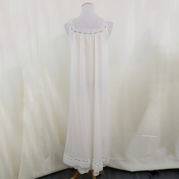Vintage 60s Peignoir nightgown set ivory blue - Picture 5 of 16